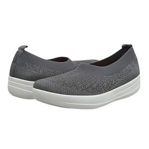 FitFlop Uberknit Slip‑On Ballet Flats Gray Sparkle 8 1/2 Fit Flop Uber Knit 8.5